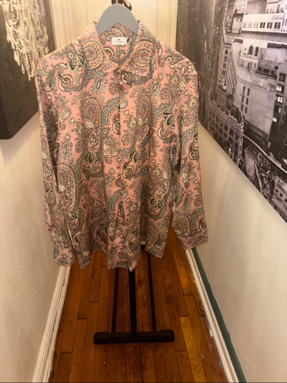Etro Pink Paisley Long-Sleeve Button-Down Shirt